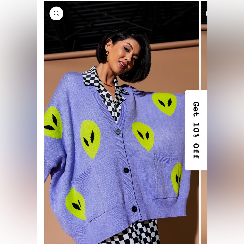 Too Cool For You Oversized Alien Cardigan in Lavender